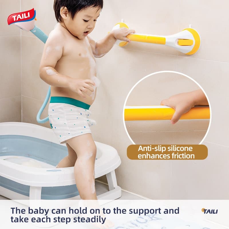 TAILI ถ้วยดูดฝักบัวคว้าบาร์ แจ่มใส ไม่เจาะห้องน้ําห้องน้ําลื่นความปลอดภัยจับใช้ซ้ําสําหรับผู้สูงอายุเด็กตั้งครรภ รูปที่ 7