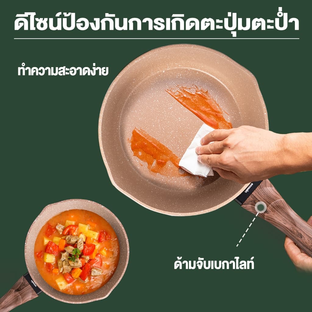 Ecowin หม้อนมแบบมีฝาปิดเคลือบหินทางการแพทย์ สําหรับเตาแม่เหล็กไฟฟ้า ขนาด 16 18 20 ซม. รูปที่ 2