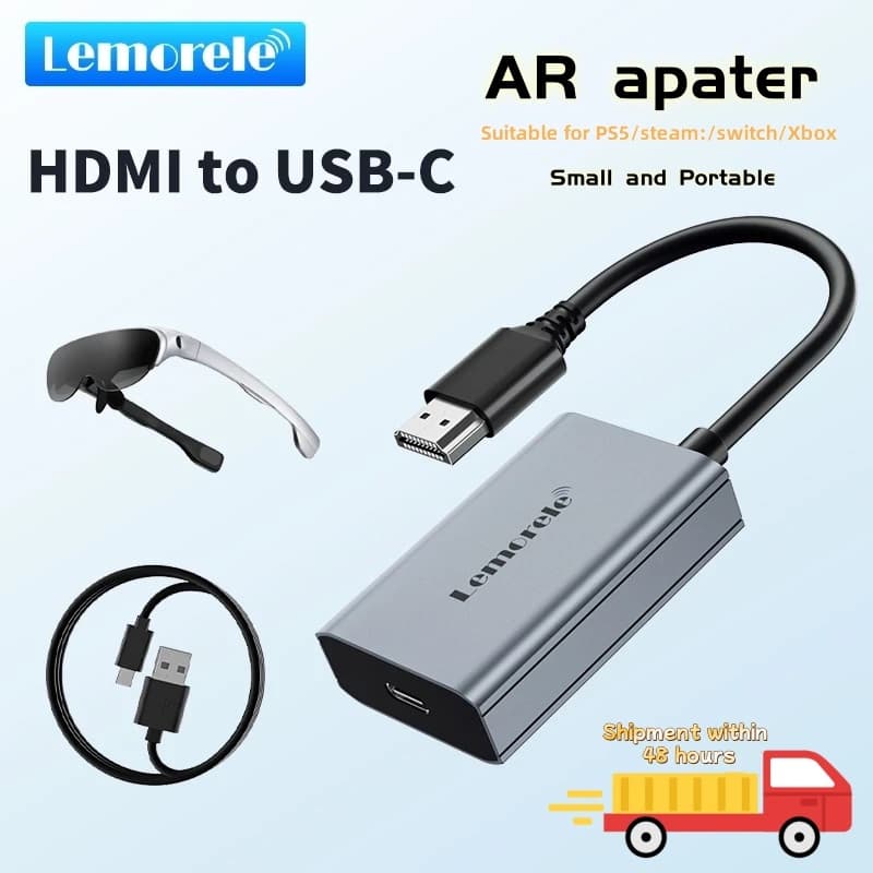 Lemorele LD50 HDMI to Type c อะแดปเตอร์ 4K 60HZ USB c อะแดปเตอร์วิดีโอแบบพกพาสําหรับ XREAL Nreal Air RayNeo แว่นตาหัวจอแสดงผล รูปที่ 1