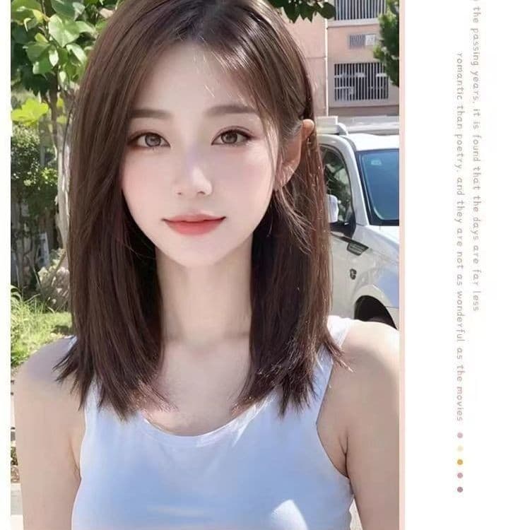 วิกผมหญิงแยกกลางเต็มวิกผมสไตล์เกาหลีเต็มหมวกวิกผมแยกกลางยาววิกผม รูปที่ 5