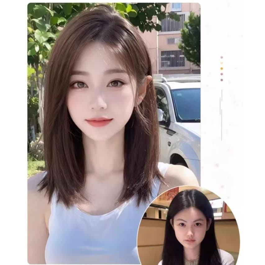 วิกผมหญิงแยกกลางเต็มวิกผมสไตล์เกาหลีเต็มหมวกวิกผมแยกกลางยาววิกผม รูปที่ 8