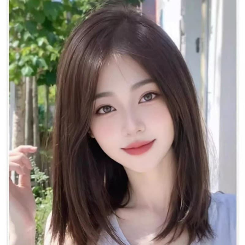 วิกผมหญิงแยกกลางเต็มวิกผมสไตล์เกาหลีเต็มหมวกวิกผมแยกกลางยาววิกผม รูปที่ 2
