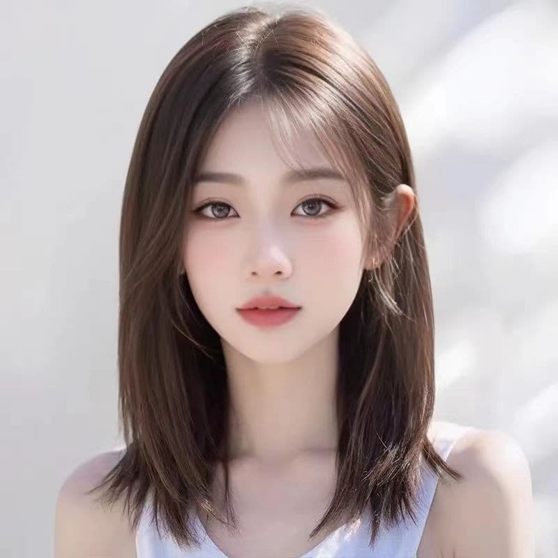 วิกผมหญิงแยกกลางเต็มวิกผมสไตล์เกาหลีเต็มหมวกวิกผมแยกกลางยาววิกผม รูปที่ 9