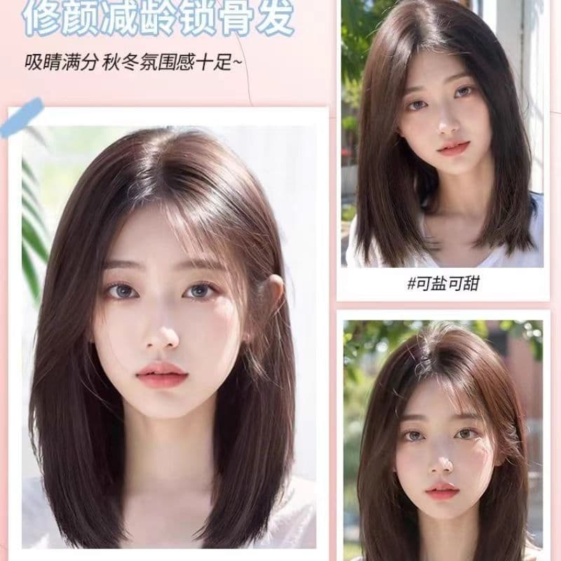 วิกผมหญิงแยกกลางเต็มวิกผมสไตล์เกาหลีเต็มหมวกวิกผมแยกกลางยาววิกผม รูปที่ 6