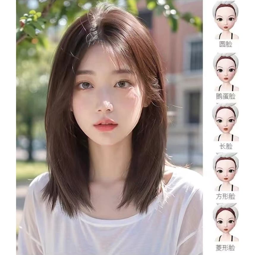 วิกผมหญิงแยกกลางเต็มวิกผมสไตล์เกาหลีเต็มหมวกวิกผมแยกกลางยาววิกผม รูปที่ 4
