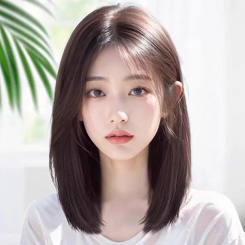 วิกผมหญิงแยกกลางเต็มวิกผมสไตล์เกาหลีเต็มหมวกวิกผมแยกกลางยาววิกผม รูปที่ 1