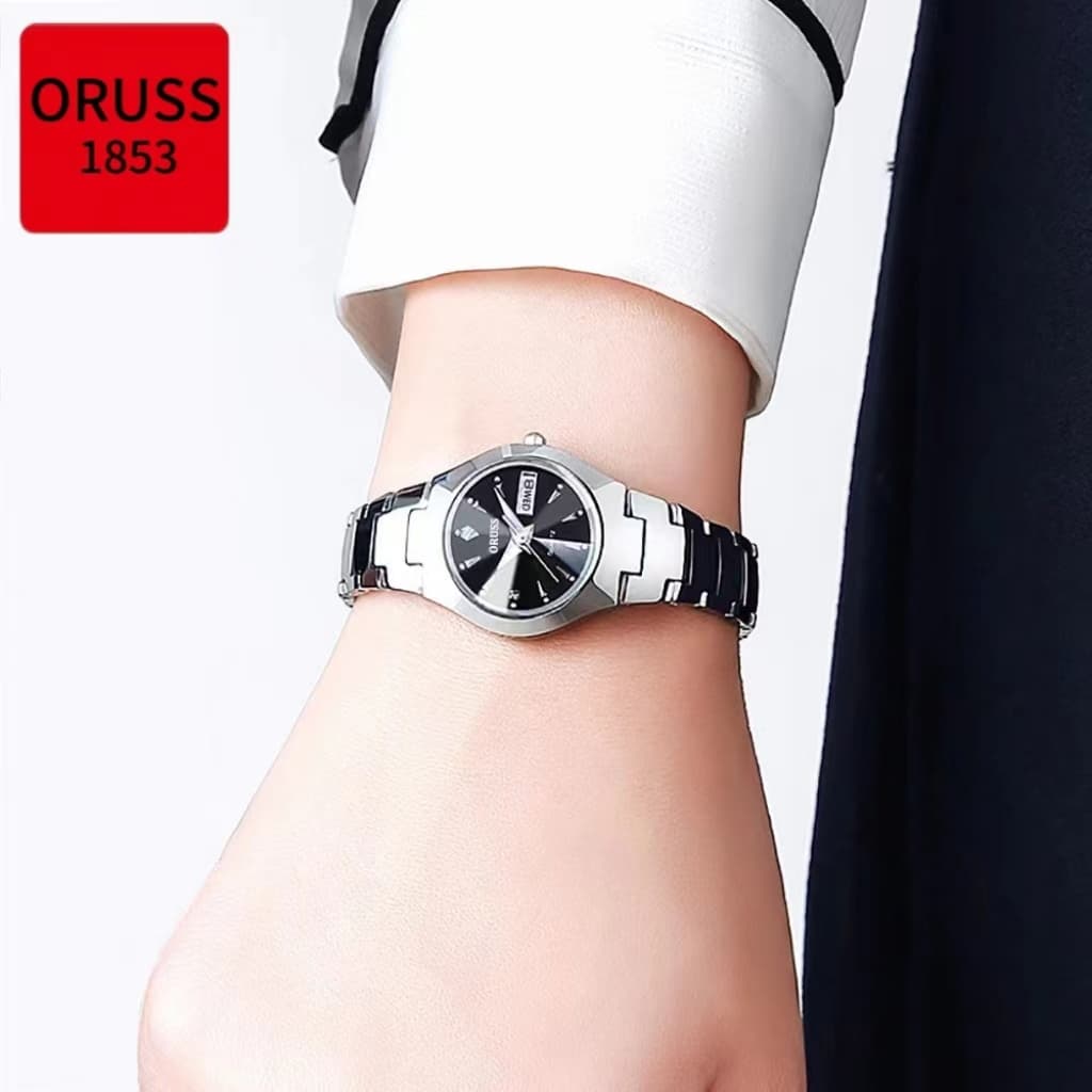 ORUSS รัส ต้นฉบับหญิง/ชายสแตนเลสหรูหราปฏิทินคู่กันน้ําทองนาฬิกาขนาดเล็กแฟชั่นธุรกิจเกาหลีรุ่นนาฬิกาควอตซ์ รูปที่ 8