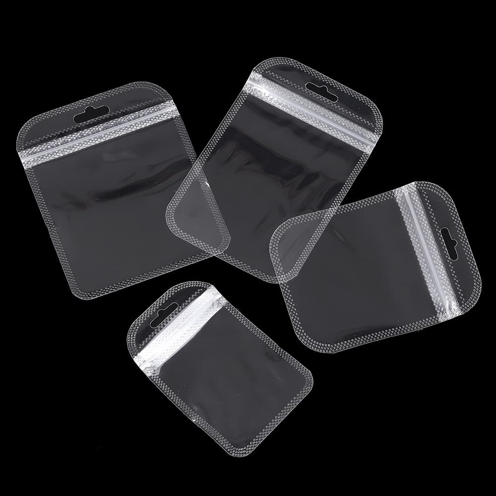 St. kunkka 50PCS โปร่งใส ถุงพลาสติก Ziplock ถุงพลาสติก PVC ถุงซีลพลาสติกพร้อมรูแขวนสําหรับบรรจุภัณฑ์ของขวัญถุงห่อของขวัญ รูปที่ 4