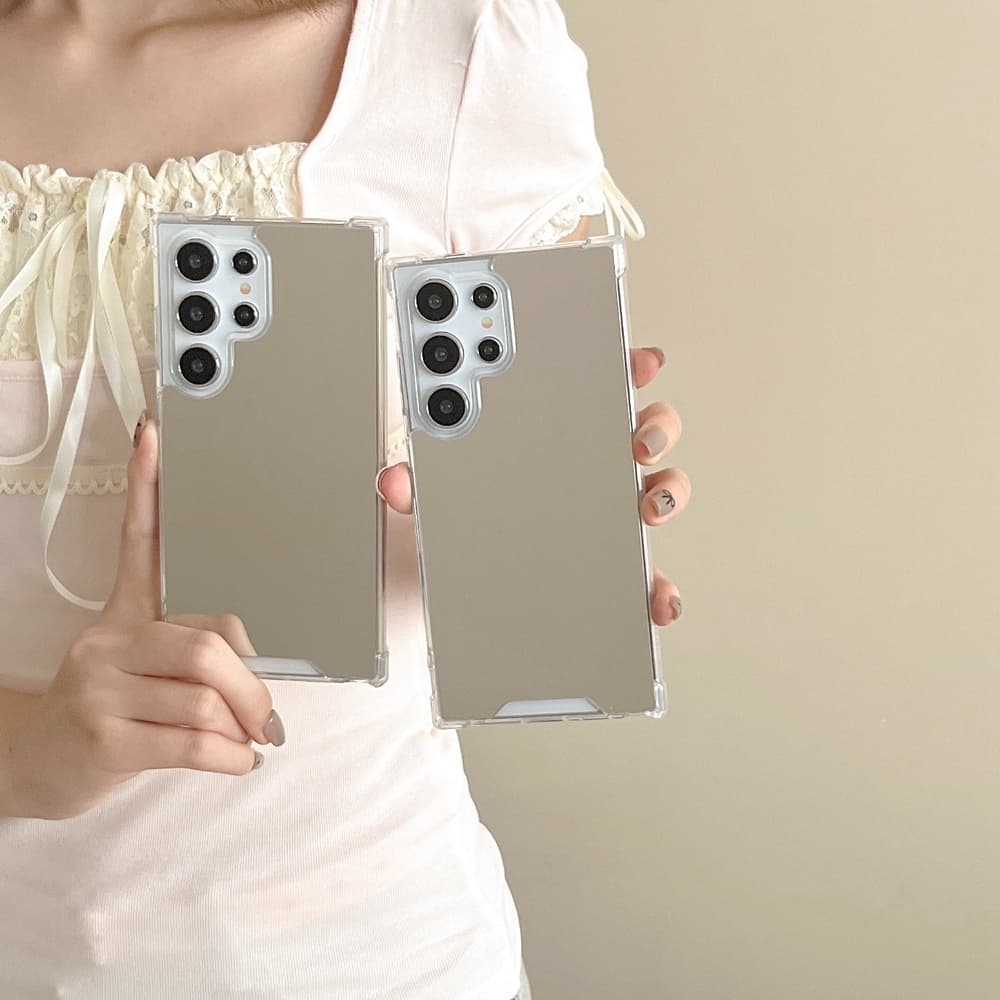 SAMSUNG Silver Make Up Mirrorเคสโทรศัพท์สําหรับSamsung Galaxy S26 S24 S25 Edge S23 S21 FE S22 หมายเหตุ 20 Ultra S24 Plus A55 A35 A15 A16 A06 ฝาครอบ รูปที่ 9