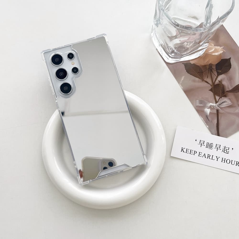 SAMSUNG Silver Make Up Mirrorเคสโทรศัพท์สําหรับSamsung Galaxy S26 S24 S25 Edge S23 S21 FE S22 หมายเหตุ 20 Ultra S24 Plus A55 A35 A15 A16 A06 ฝาครอบ รูปที่ 3