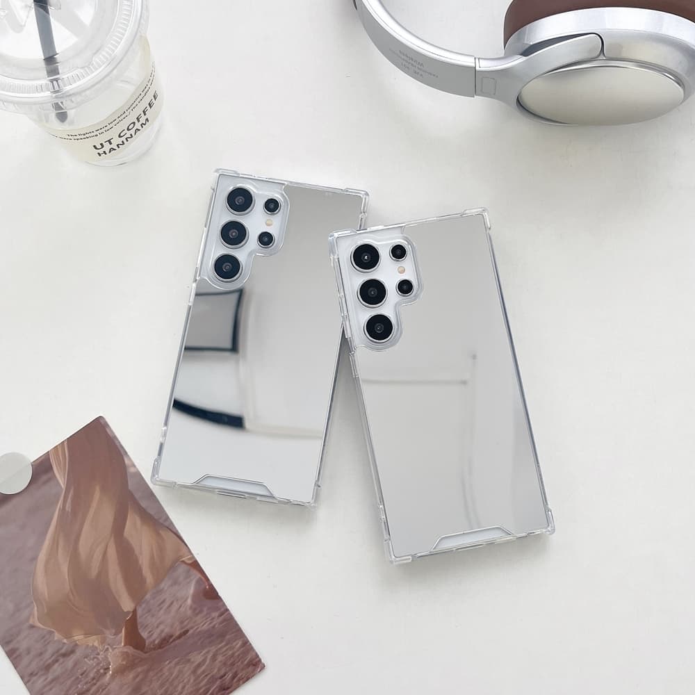 SAMSUNG Silver Make Up Mirrorเคสโทรศัพท์สําหรับSamsung Galaxy S26 S24 S25 Edge S23 S21 FE S22 หมายเหตุ 20 Ultra S24 Plus A55 A35 A15 A16 A06 ฝาครอบ รูปที่ 1