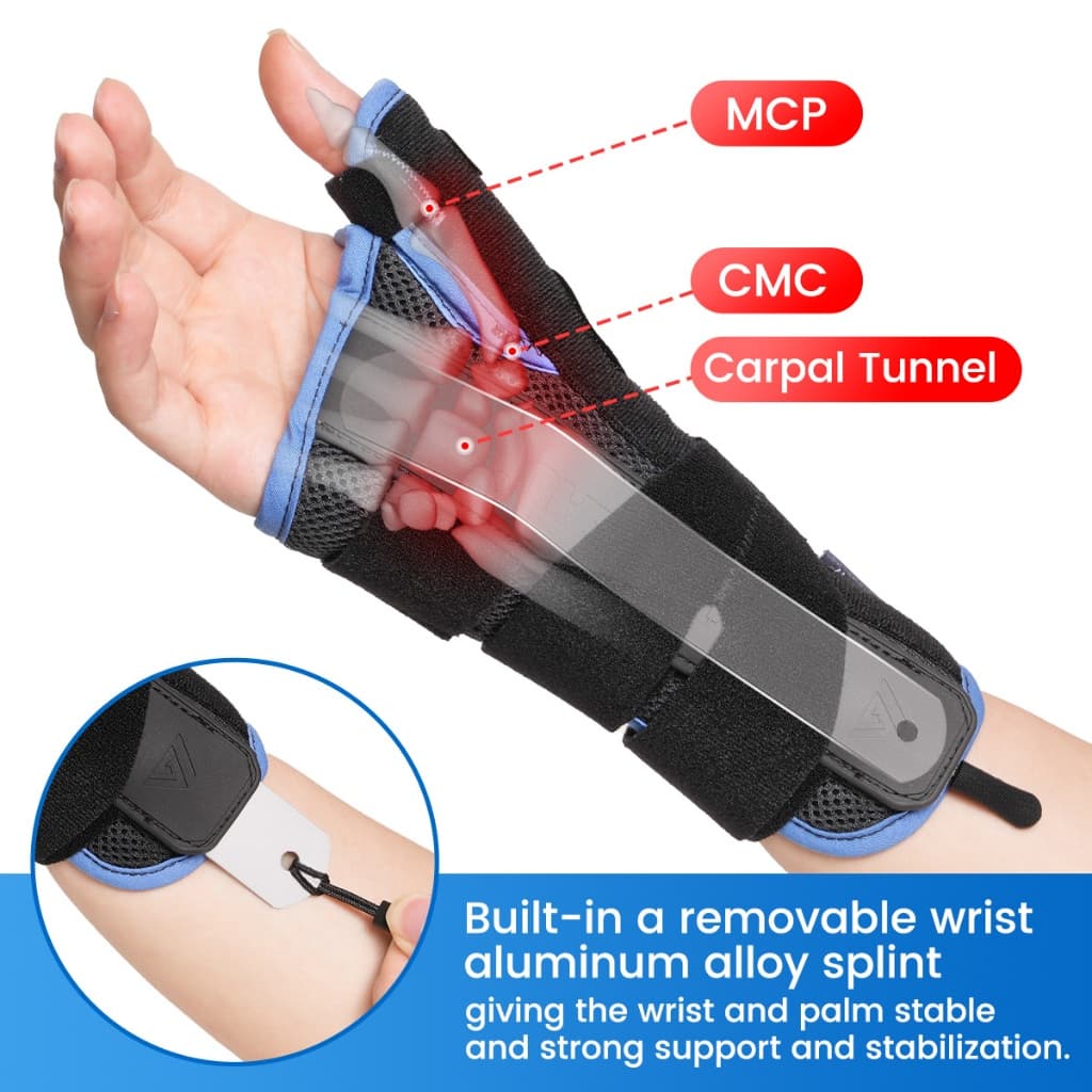 VELPEAU สายรัดข้อมือ Thumb Spica Splint Support สําหรับ Tenosynovitis ของ De Quervain, Carpal Tunnel Syndrorm, โคลงสําหรับโรคข้ออักเสบ, แพลง, กีฬาการบาดเจ็บบรรเทาอาการปวด รูปที่ 5