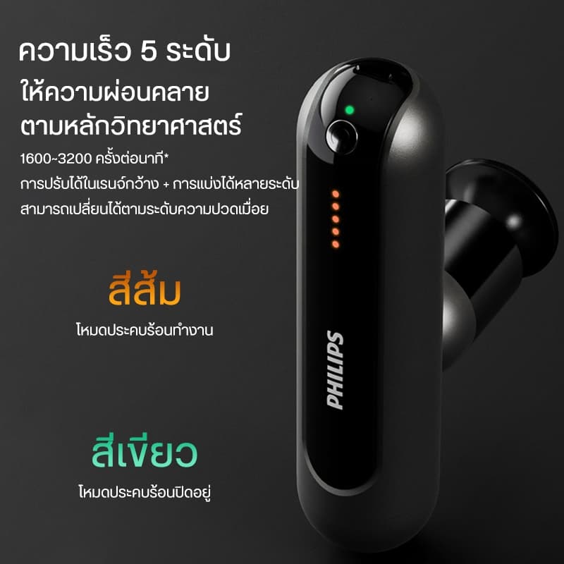 Philips Massage Gun เครื่องนวดมือถือ Fascia Gun ปืนนวดคลายกล้ามเนื้อ อุปกรณ์นวด หัวนวด ของขวัญ PPM7303 รูปที่ 8