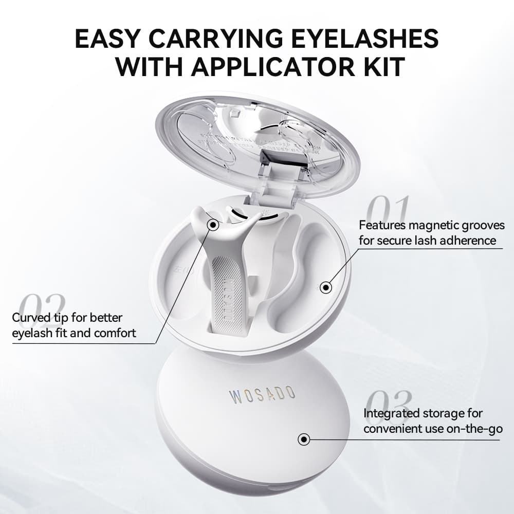 WOSADO ขนตาปลอมแม่เหล็กแบบนุ่ม No.14 FROST BLACK มืออาชีพคุณภาพสูงนำกลับมาใช้ใหม่ได้ปลอดภัยต้านเชื้อแบคทีเรียดูปองท์จดสิทธิบัตรขนตาปลอมแม่เหล็ก ขนตาคนรักนางฟ้าอ่อนโยน เหมาะสำหรับตาชั้นเดียวและตาสองชั้น การแต่งหน้าแบบบางเบาและการแต่งหน้าแบบละเอียด รูปที่ 2