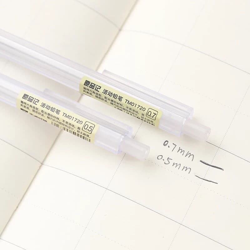 Letit | INS เรียบง่าย ดินสอกด 0.5 มม. & 0.7 มม. ดินสอหกเหลี่ยมใส รูปที่ 5