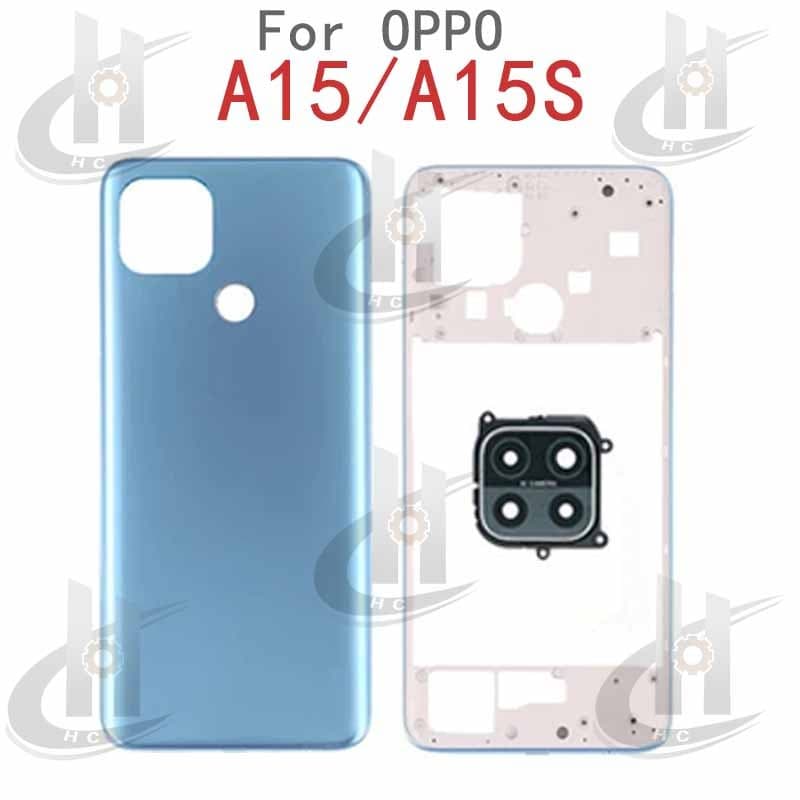 สําหรับ OPPO A15 A15S แบตเตอรี่ฝาหลังกรอบกลาง + ปุ่ม + กรอบด้านหน้า LCD + เลนส์กรอบกล้อง รูปที่ 9