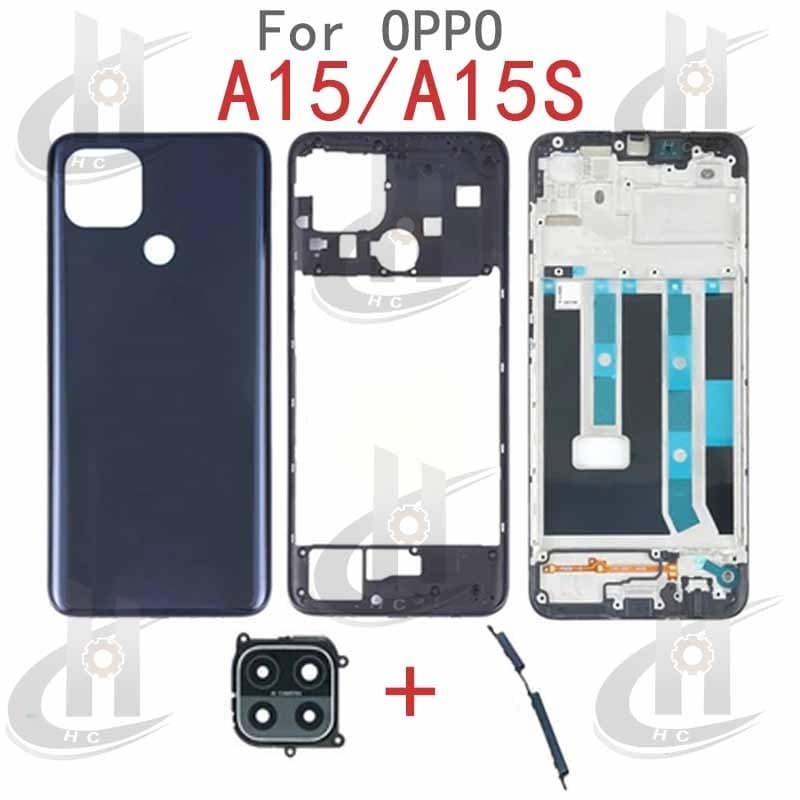 สําหรับ OPPO A15 A15S แบตเตอรี่ฝาหลังกรอบกลาง + ปุ่ม + กรอบด้านหน้า LCD + เลนส์กรอบกล้อง รูปที่ 4