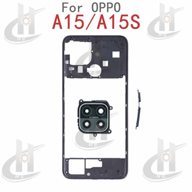 สําหรับ OPPO A15 A15S แบตเตอรี่ฝาหลังกรอบกลาง + ปุ่ม + กรอบด้านหน้า LCD + เลนส์กรอบกล้อง รูปที่ 8