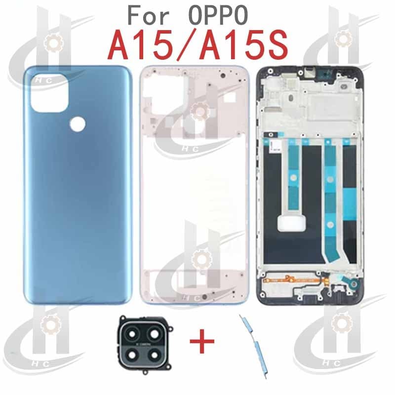 สําหรับ OPPO A15 A15S แบตเตอรี่ฝาหลังกรอบกลาง + ปุ่ม + กรอบด้านหน้า LCD + เลนส์กรอบกล้อง รูปที่ 5