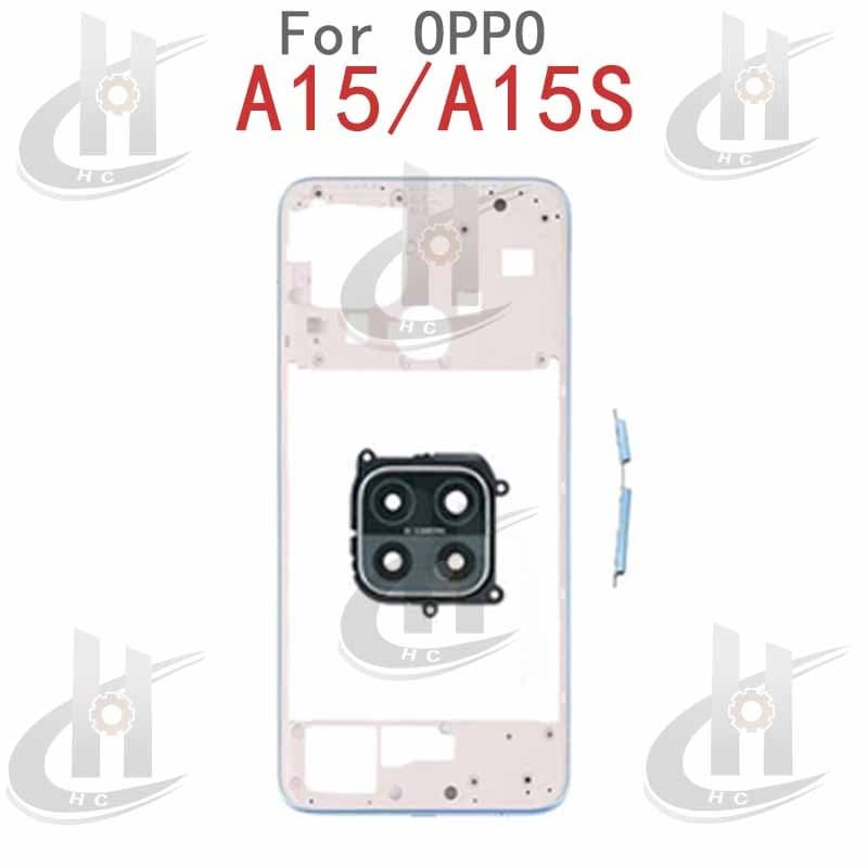 สําหรับ OPPO A15 A15S แบตเตอรี่ฝาหลังกรอบกลาง + ปุ่ม + กรอบด้านหน้า LCD + เลนส์กรอบกล้อง รูปที่ 7