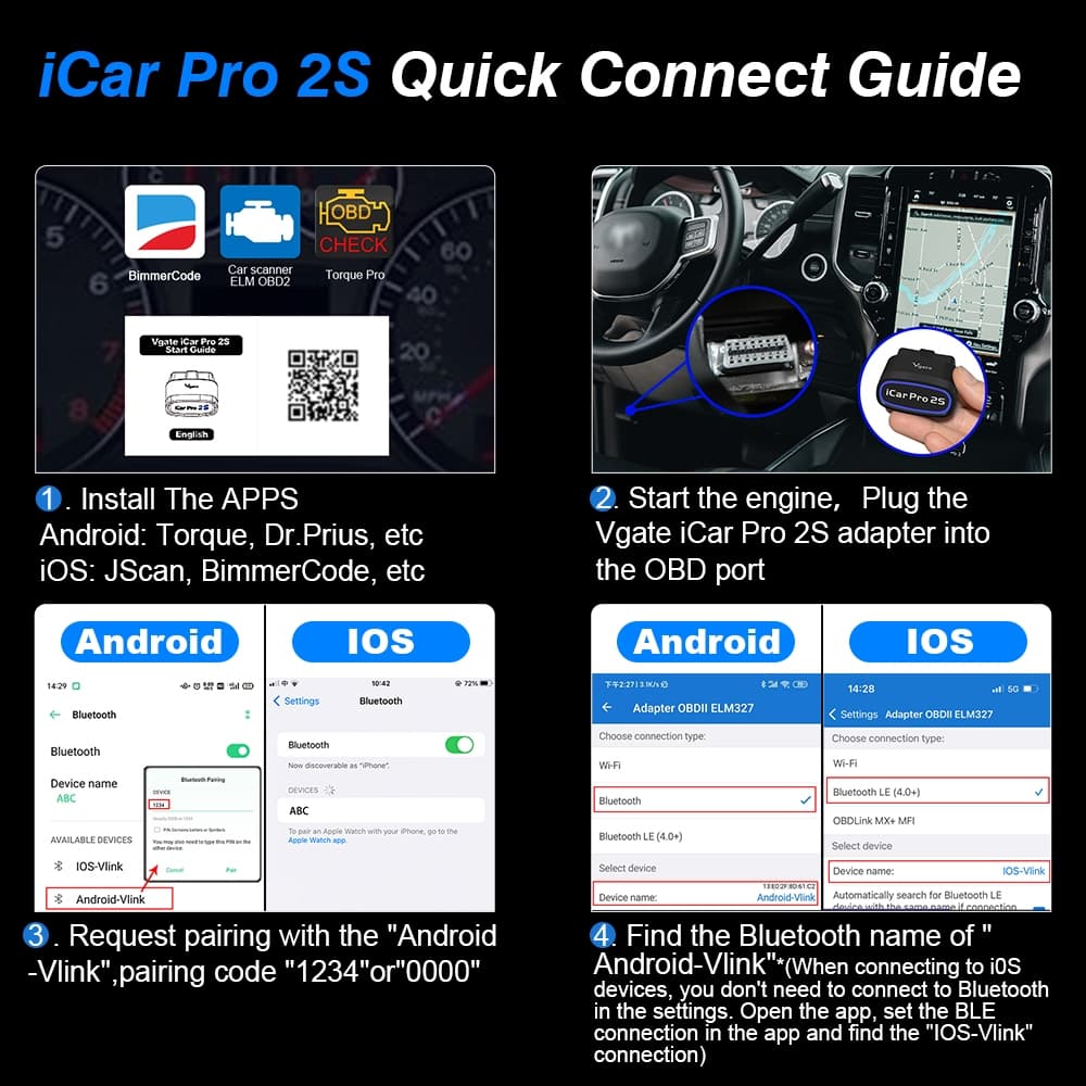 Vgate iCar Pro 2S OBD2 สแกนเนอร์รถยนต์ สําหรับ BYD/Tesla/GWM บลูทูธ 5.2 รองรับ iOS/Android ตรวจเช็กเครื่องยนต์ BMW เครื่องมือ PK ELM327 รูปที่ 7
