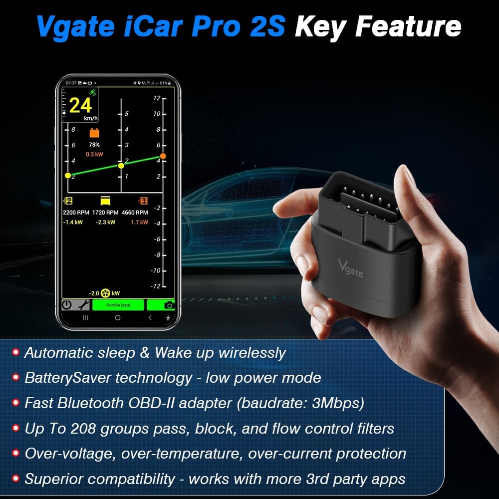 Vgate iCar Pro 2S OBD2 สแกนเนอร์รถยนต์ สําหรับ BYD/Tesla/GWM บลูทูธ 5.2 รองรับ iOS/Android ตรวจเช็กเครื่องยนต์ BMW เครื่องมือ PK ELM327 รูปที่ 4