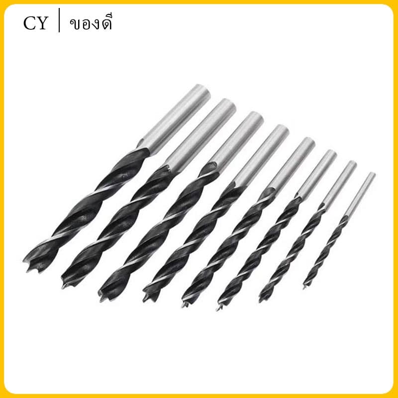 Simple 8 ชิ้นไม้เจาะบิต,รอบ Shank เกลียว Twist Drill Bit, แบบพกพาทนทาน Multi-function 3-10 มม.ไม้รูเปิด รูปที่ 4
