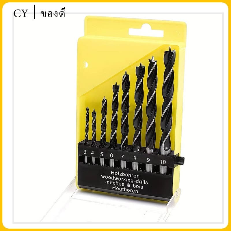 Simple 8 ชิ้นไม้เจาะบิต,รอบ Shank เกลียว Twist Drill Bit, แบบพกพาทนทาน Multi-function 3-10 มม.ไม้รูเปิด รูปที่ 8