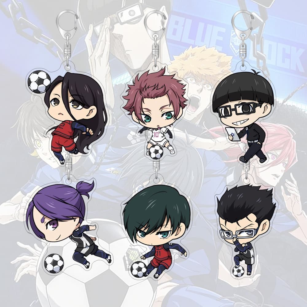 พวงกุญแจอะคริลิคสีฟ้าล็อคการ์ตูนน่ารักกระเป๋าตกแต่งกระเป๋านักเรียนจี้ขนาดเล็กของขวัญแหวนกุญแจ รูปที่ 2