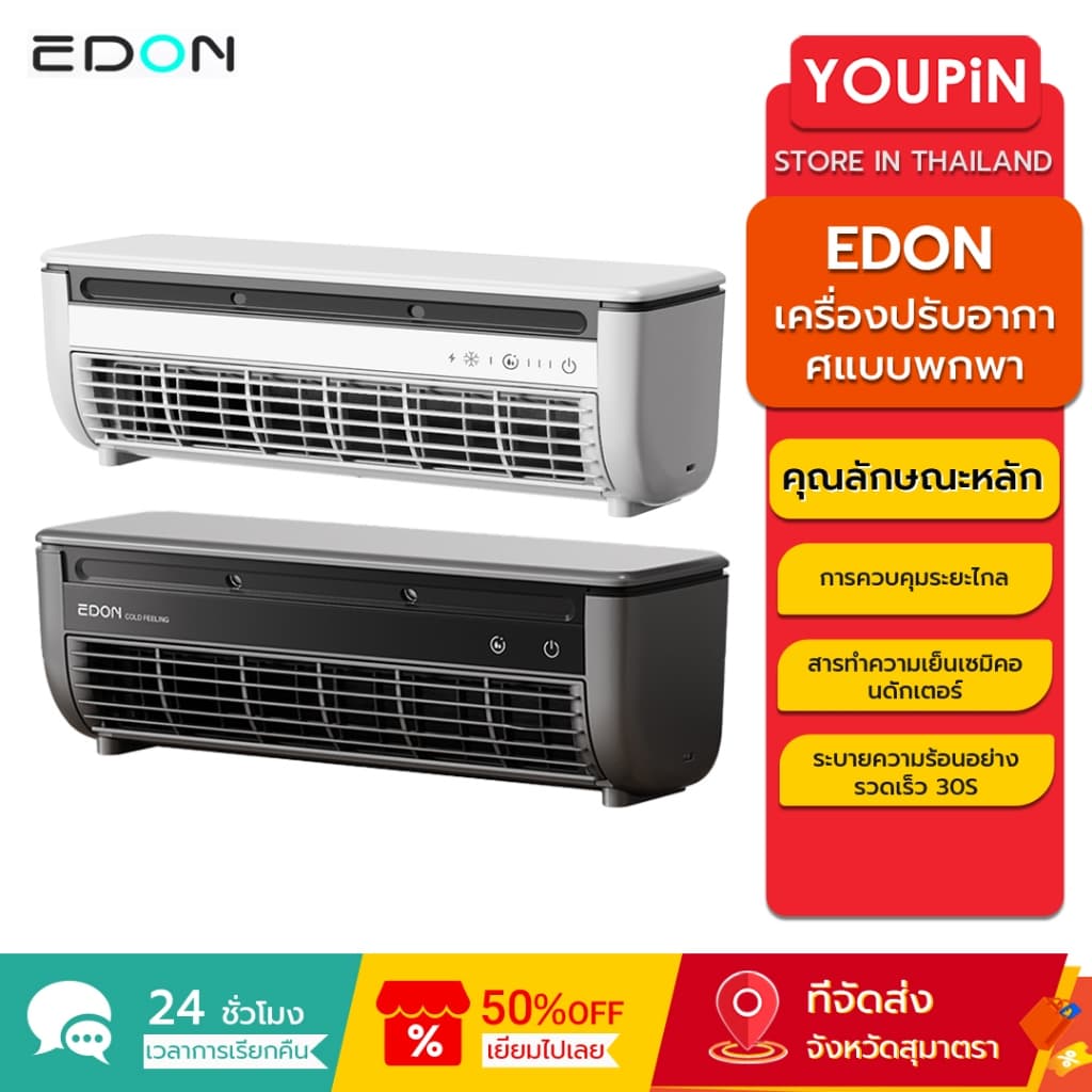 EDON E868 พัดลมระบายความร้อนด้วยอากาศติดผนัง 20W Power 30S ระบายความร้อนอย่างรวดเร็วติดตั้งง่ายและวางบนเดสก์ท็อปได้ รูปที่ 1