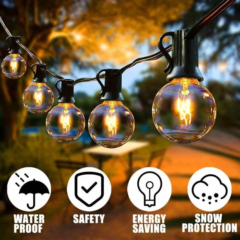 Amiluo G40 ไฟปิงปอง ไฟแต่งสวน ไฟวินเทจ string lights ไฟตกแต่ง ขั้วE12ปลั๊ก กันน้ำ รูปที่ 3