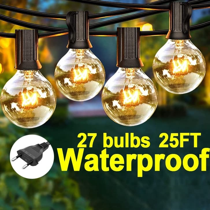 Amiluo G40 ไฟปิงปอง ไฟแต่งสวน ไฟวินเทจ string lights ไฟตกแต่ง ขั้วE12ปลั๊ก กันน้ำ รูปที่ 2