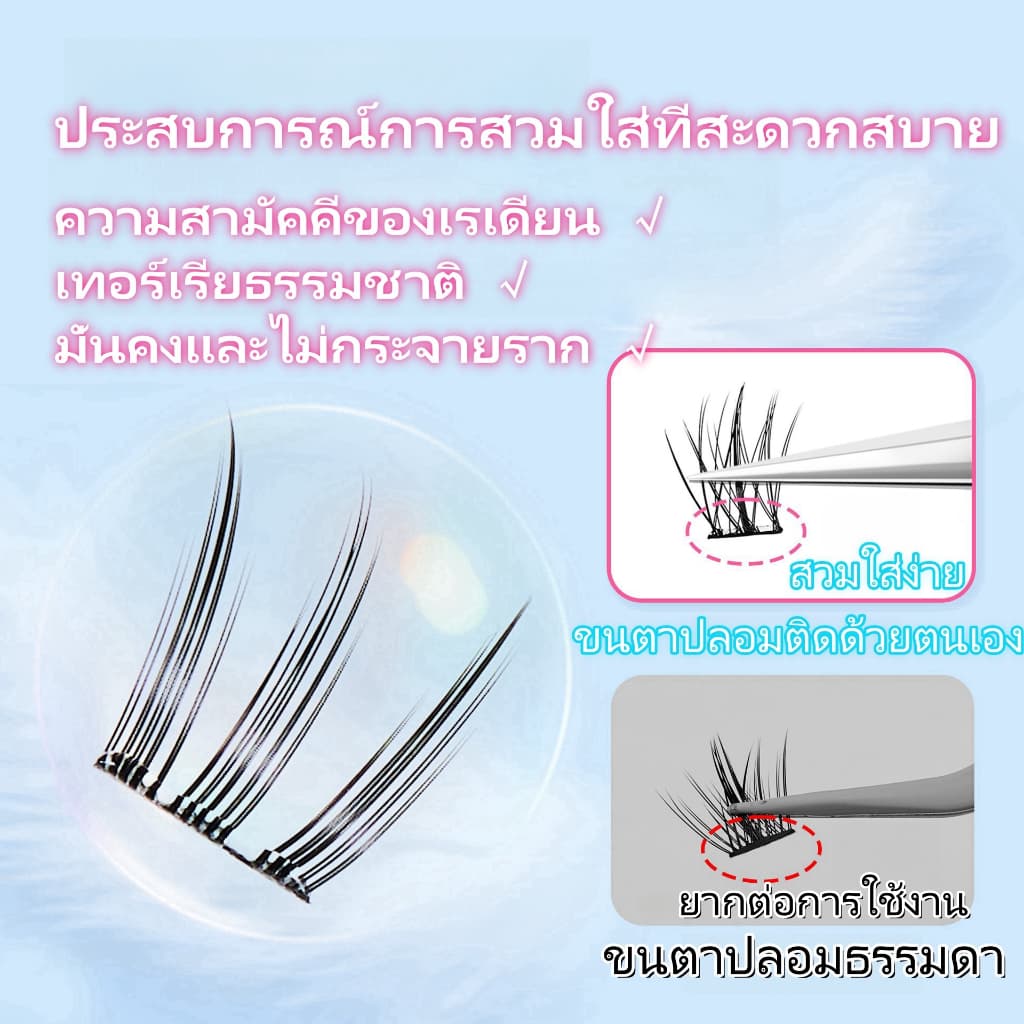 ขนตาปลอมแบบคลัสเตอร์เดี่ยว6แถว/36กระจุกขนตาแบบมีกาวในตัวเป็นธรรมชาติคุณภาพสูงนำกลับมาใช้ใหม่ได้ รูปที่ 4