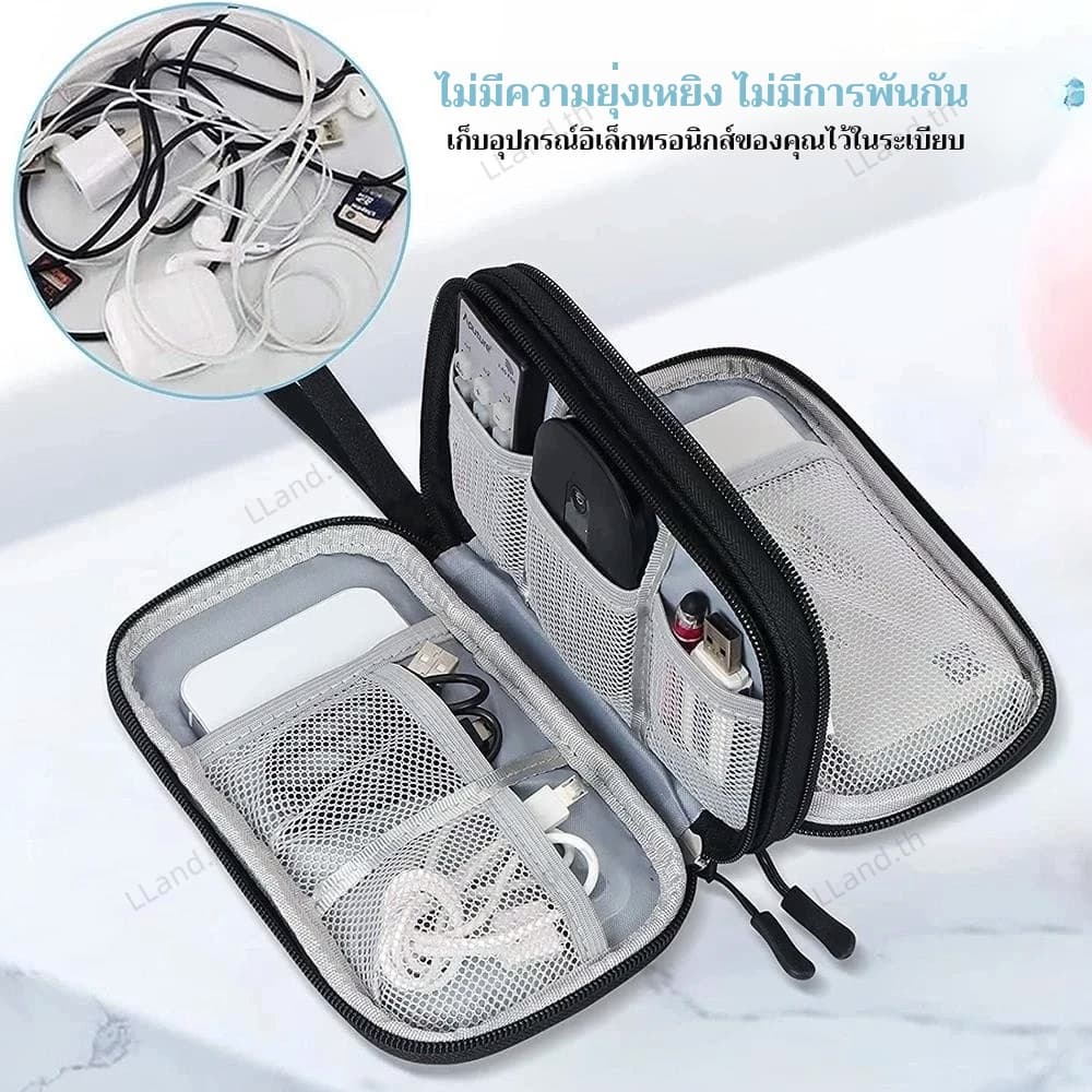 กระเป๋าจัดเก็บอุปกรณ์ดิจิทัล ผ้าออกซ์ฟอร์ด กันน้ํา แบบพกพา สําหรับจัดเก็บสายหูฟัง USB รูปที่ 6