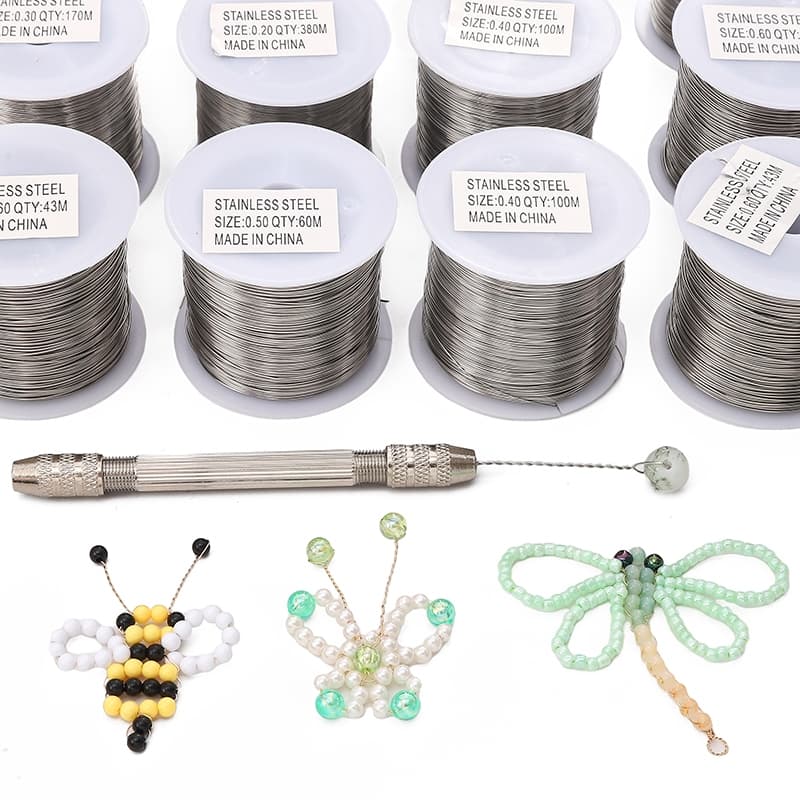 ลวดสแตนเลสนุ่มสีเงิน ขนาด 0.2-0.6 มม. ยาว 11-380 ม./ม้วน สำหรับ DIY งานเครื่องประดับทำสร้อยข้อมือและสร้อยคอ รูปที่ 5