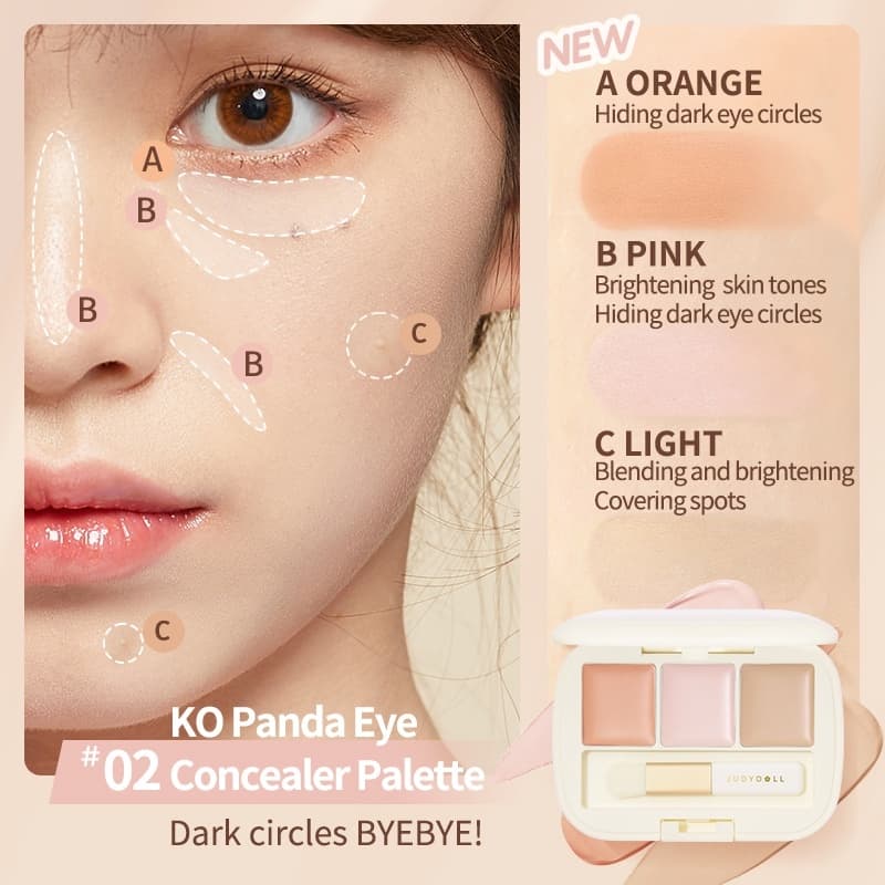 Judydoll แผ่นปิดที่มีสามสีสำหรับการปกปิดรอยแผลเป็นจุด รอยสิวและรอยแผลเป็นจุด และกรอบตาลายน้ำตาเติม รูปที่ 4