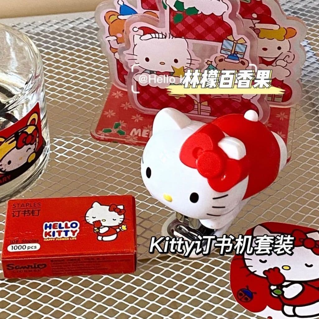 โอยา | Hello kitty Stapler ชุดเย็บกระดาษพกพาขนาดเล็กพร้อมลวดเย็บ 1,000 เส้น รูปที่ 4