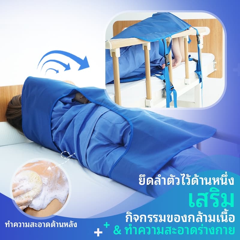 เบาะช่วยพลิกตัว ผ้าพลิกตัวผู้ป่วยติดเตียง หมอนพลิกตัวผู้ป่วย ผ้ายกตัวผู้ป่วยติดเตียง สายควบคุมการหันผู้ป่วยกับเตียง อุปกรณ์ช่วยพลิกตัวสำหรับผู้ป่วยติดเตียง เพื่อป้องกันแผลกดทับ รูปที่ 2