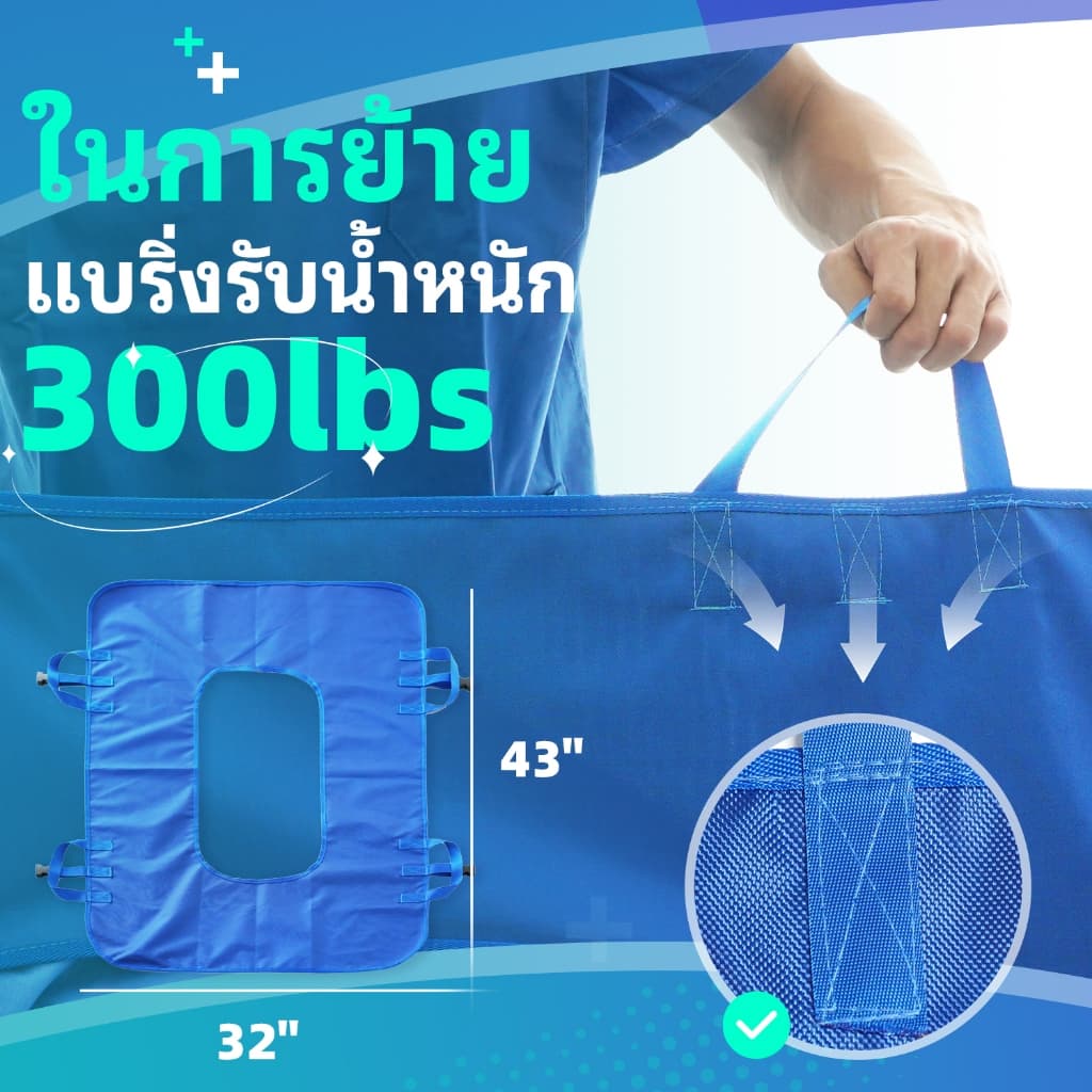เบาะช่วยพลิกตัว ผ้าพลิกตัวผู้ป่วยติดเตียง หมอนพลิกตัวผู้ป่วย ผ้ายกตัวผู้ป่วยติดเตียง สายควบคุมการหันผู้ป่วยกับเตียง อุปกรณ์ช่วยพลิกตัวสำหรับผู้ป่วยติดเตียง เพื่อป้องกันแผลกดทับ รูปที่ 5