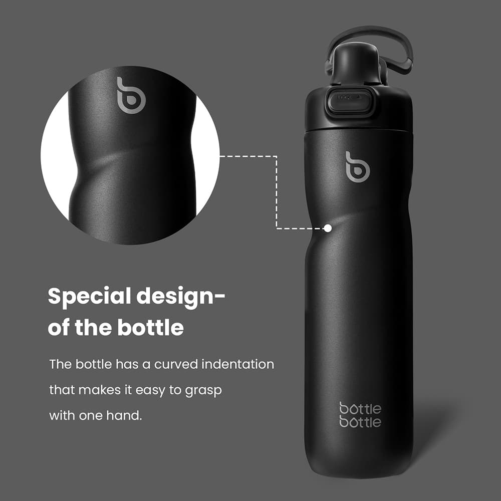 BOTTLE BOTTLE ขวด ขวดน้ําฉนวน 24 ออนซ์พร้อมที่จับและฝาปิดท็อปส์ซูพลิกขวดน้ําสแตนเลสฝาปุ่มกดป้องกันการรั่วแบบพกพาสําหรับขี่จักรยานวิ่งกีฬาเดินป รูปที่ 3