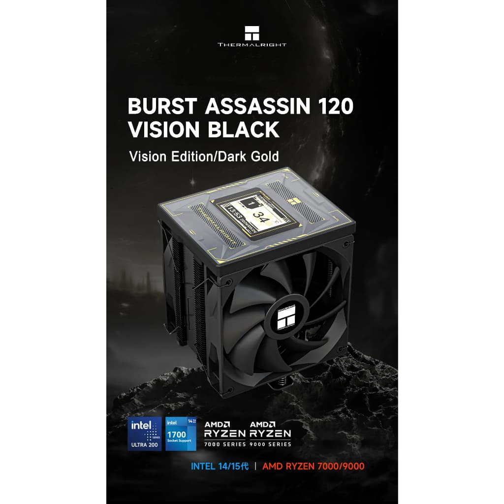Thermalright Burst Assassin 120 VISION CPU Air Cooling หม้อน้ํา 2.4 นิ้วดิจิตอลจอแสดงผล LCD 6 ท่อความร้อน/รองรับ LGA1700/1150/1151/1200/1851, AMD AM4/AM5 รูปที่ 3