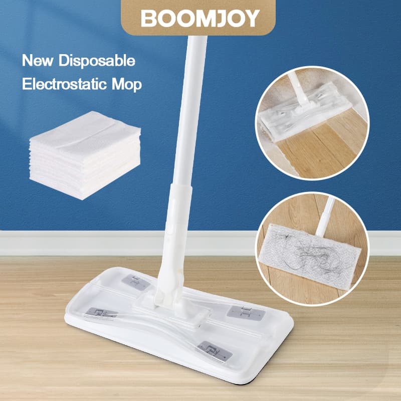 BOOMJOY ไม้ถูพื้นแบบใช้แล้วทิ้งไม้ถูพื้นแบบแบนไฟฟ้าสถิตเหมาะสําหรับทําความสะอาดขนสัตว์เลี้ยงฝุ่น รูปที่ 1