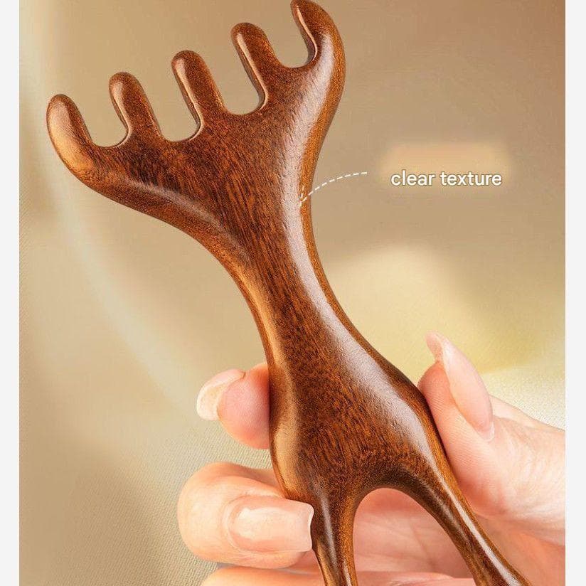 ไม้นวดหนังศีรษะหัวนวดจมูกตาไม้จันทน์หวีฟันกว้าง Gua Sha หวีสําหรับคอขาหนังศีรษะหัวนวด Anti-static ส่งเสริมการไหลเวียนโลหิต Body Care Tool รูปที่ 3