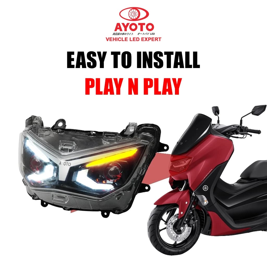 AYOTO LED NMAX V1 V2 HAEDLIGHT HEADLAMP ASSEMBLY BILED MATRIX DEMON EYES RGB บลูทูธ app ควบคุม รูปที่ 3