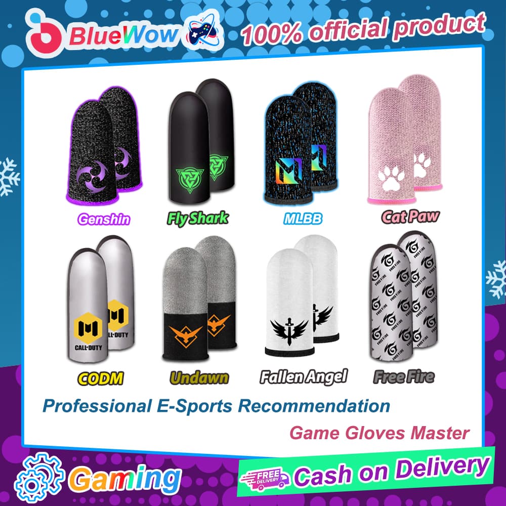Bluewow แขนนิ้วมือวัสดุทั้งหมด Breathable เกมคอนโทรลเลอร์ปลายนิ้วสําหรับ CODM หน้าจอสัมผัส Pro Gaming Thumb ถุงมือ รูปที่ 1