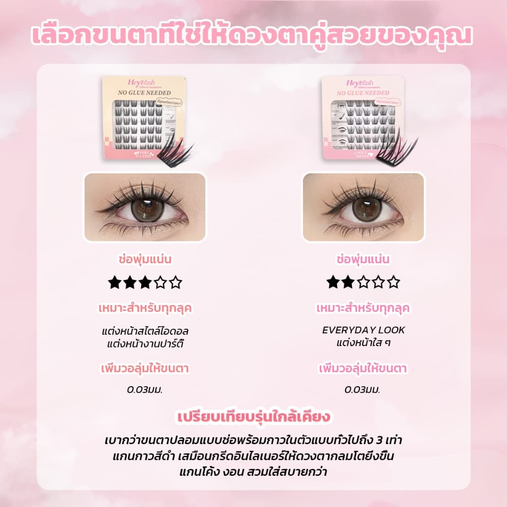 HeyeLash รุ่นอัพเกรดใหม่ เบาและบางพิเศษ ขนตามีกาวใน กาวสีดำ ติดได้เลยไม่ง้อกาว รูปที่ 5