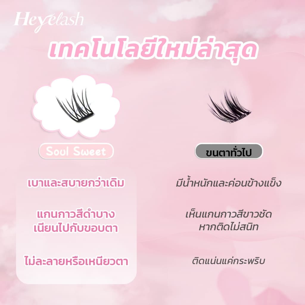 HeyeLash รุ่นอัพเกรดใหม่ เบาและบางพิเศษ ขนตามีกาวใน กาวสีดำ ติดได้เลยไม่ง้อกาว รูปที่ 8