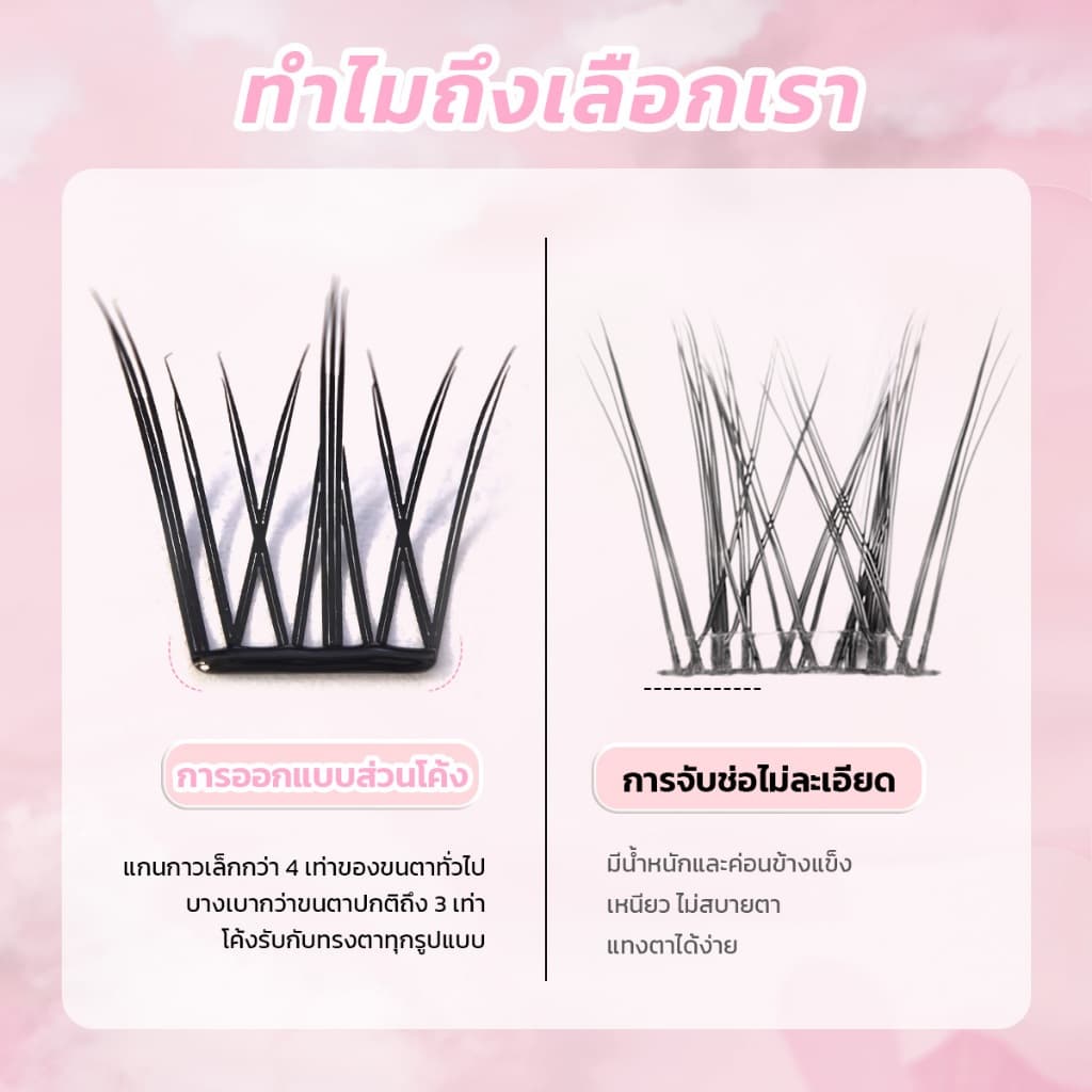 HeyeLash รุ่นอัพเกรดใหม่ เบาและบางพิเศษ ขนตามีกาวใน กาวสีดำ ติดได้เลยไม่ง้อกาว รูปที่ 7