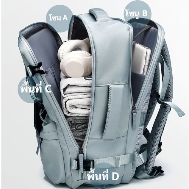 กระเป๋าเป้เดินทางขนาดใหญ่สําหรับผู้หญิง 35L ป้องกันฝุ่น ไม่จํากัดเพศ กระเป๋าเป้กันน้ำ รูปที่ 3