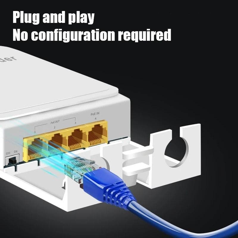 ส่งจากไทย 4 พอร์ต 1000Mbps PoE Repeater 1 ถึง 3 สวิตช์เครือข่าย PoE Extender สําหรับการส่งเครือข่ายกลางแจ้ง IPC/NVR รูปที่ 2